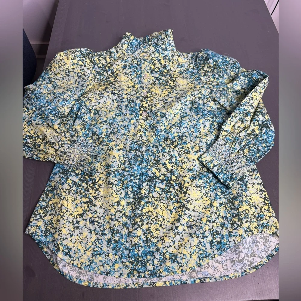 Tuckernuck Splatter Paint Teagan Popover Shirt Blouse